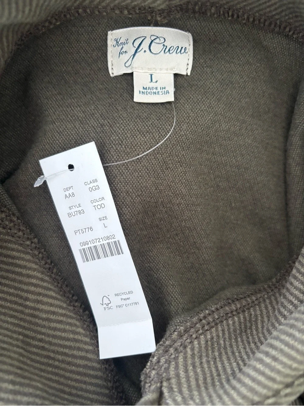 NWT knit for J.Crew Men's Green Houndstooth hoodie sweatshirt size Large relaxed